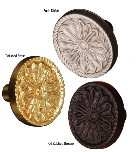 Fancy Flower Cabinet Knob with Rope Detail